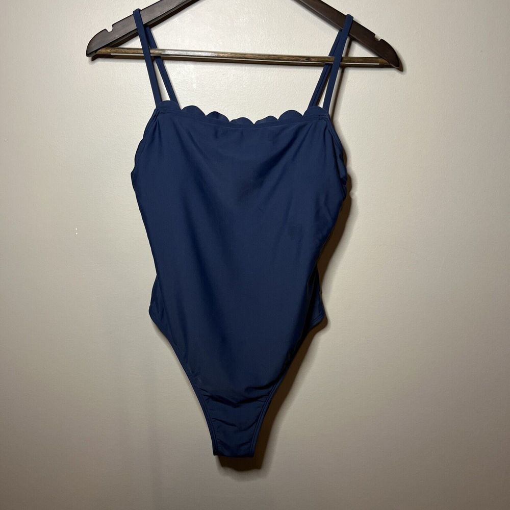 Cupshe Blue Scalloped Square One Piece Swimsuit New With Tags Blue Pool‎ Beach